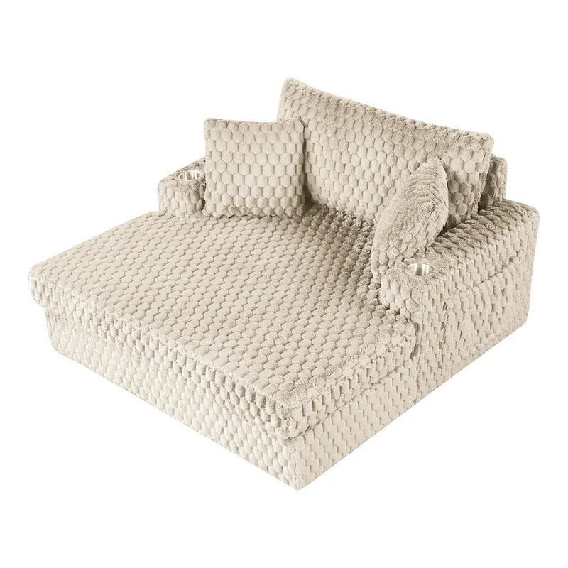 Furniture of America Lanturn Modern Soft Upholstered 2-Arm Oversized Chaise