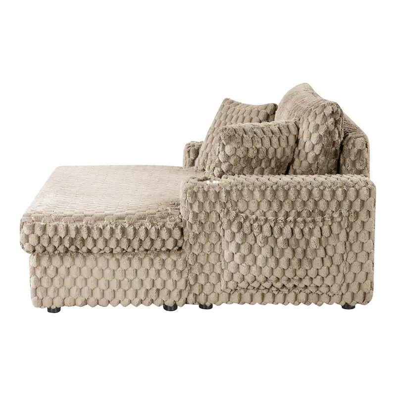 Furniture of America Lanturn Modern Soft Upholstered 2-Arm Oversized Chaise