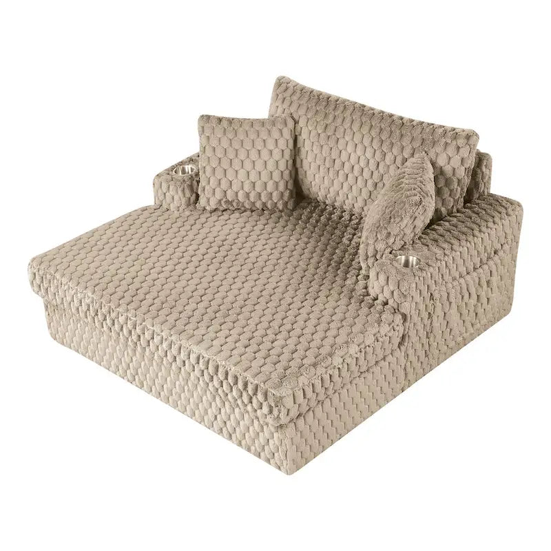 Furniture of America Lanturn Modern Soft Upholstered 2-Arm Oversized Chaise