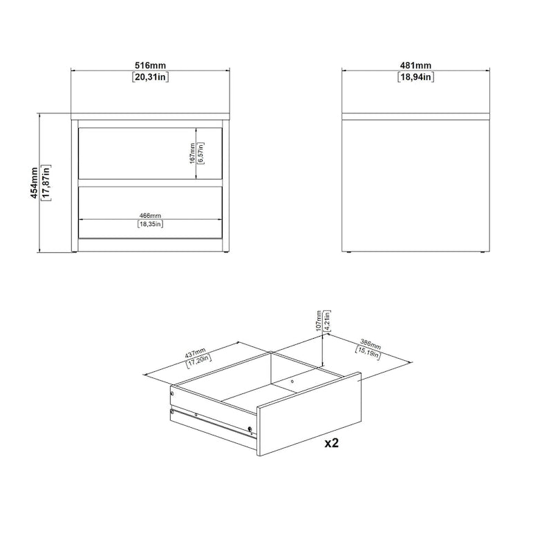 Porch & Den Next 17-Inch Tall 2-Drawer Nightstand End Table
