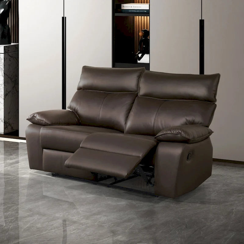 Furniture of America Yuleigh Modern 2-Piece Leather Match Reclining Sofa Set with FSC Certified Wood Frame