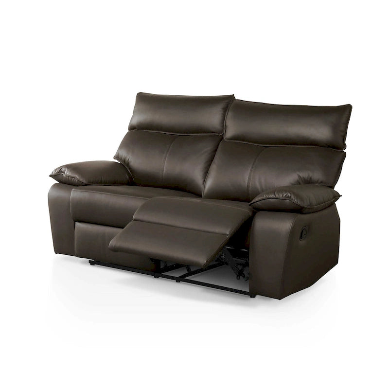 Furniture of America Yuleigh Modern 2-Piece Leather Match Reclining Sofa Set with FSC Certified Wood Frame