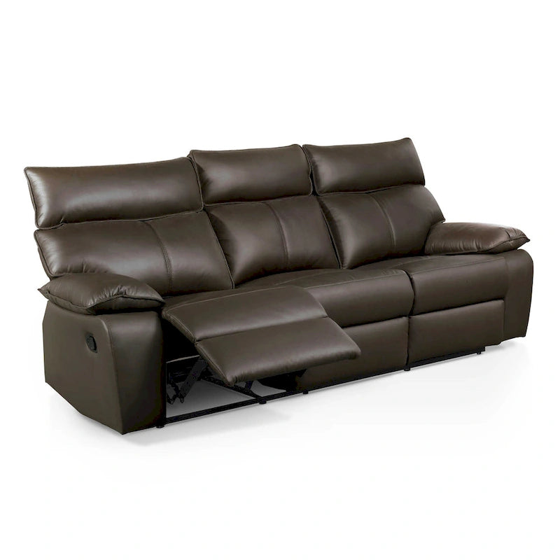 Furniture of America Yuleigh Modern 2-Piece Leather Match Reclining Sofa Set with FSC Certified Wood Frame