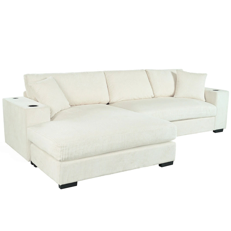 Mirod Large Sectional Sofa with Thick Cushions, and Built-in Cup Holders & Charging Ports
