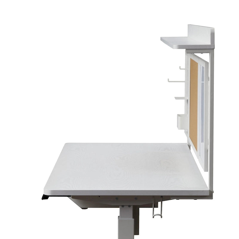 KOWO 55  White Electric Standing Desk w/Drawer & Backboard Height Adjustable Sit Stand Workstation for Home Office