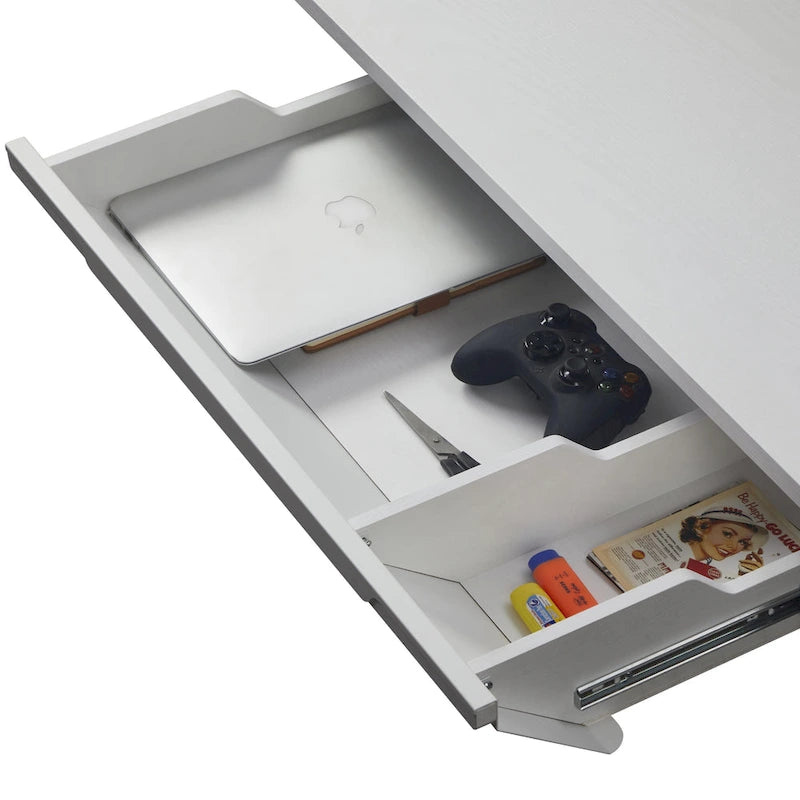 KOWO 55  White Electric Standing Desk w/Drawer & Backboard Height Adjustable Sit Stand Workstation for Home Office
