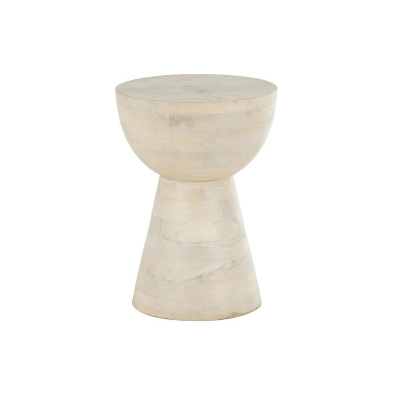 Mango Wood Side End Accent Table - Cream - Roche River Decor