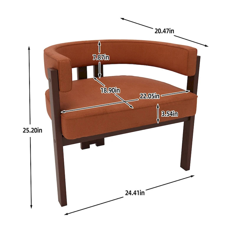 Modern Accent Chair Upholstered Armchair with Open Back 3 Legs Barrel Dining Chair Comfy Side Chair for Living Room Set of 2