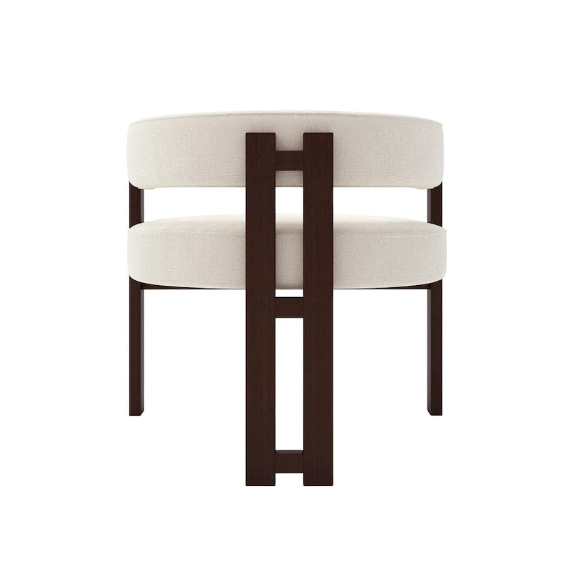 Modern Accent Chair Upholstered Armchair with Open Back 3 Legs Barrel Dining Chair Comfy Side Chair for Living Room Set of 2