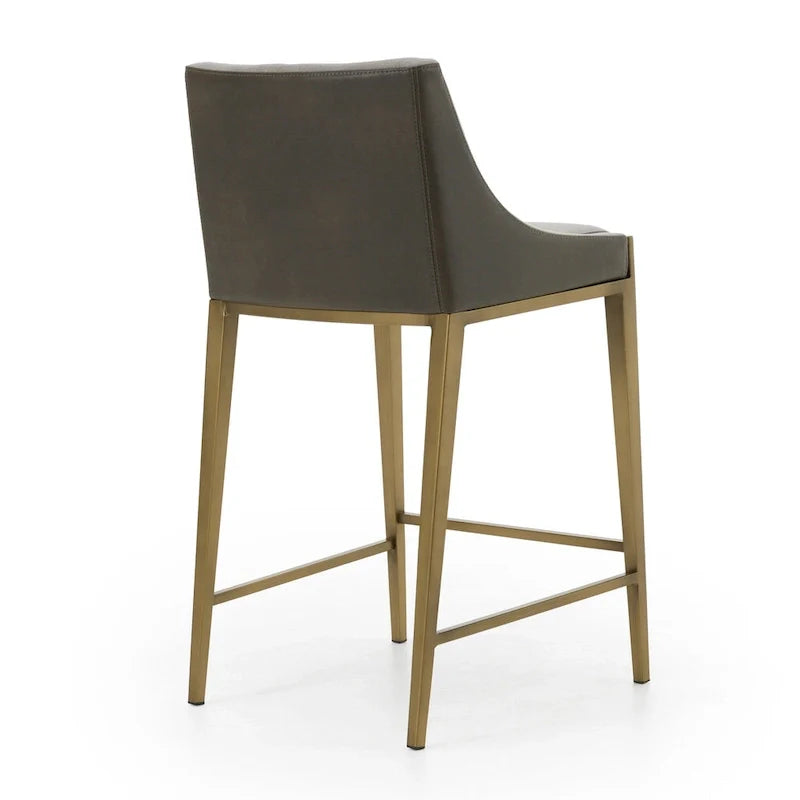 Modrest Fairview Contemporary Grey & Brass Counter Stool