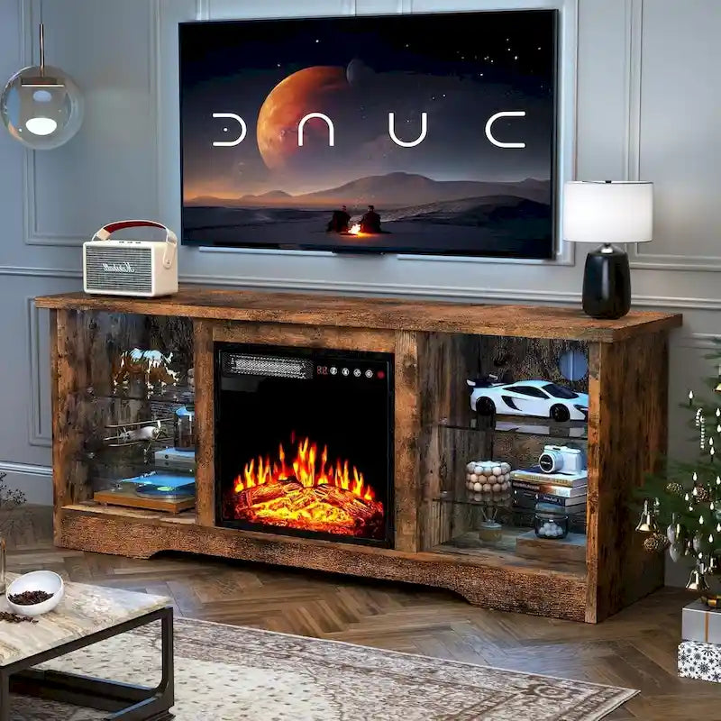 Bossin 58 Fireplace TV Stand with 18 Electric Fireplace,Modern Entertainment Center for 65 TVs,TV Console