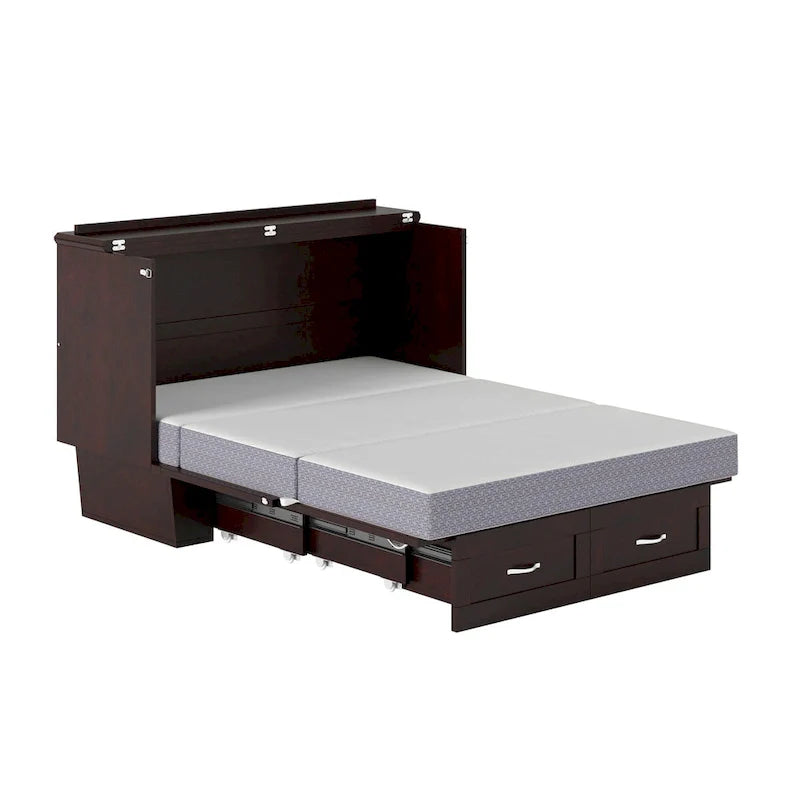 Monroe Full Murphy Bed Chest with 6 Memory Foam Mattress