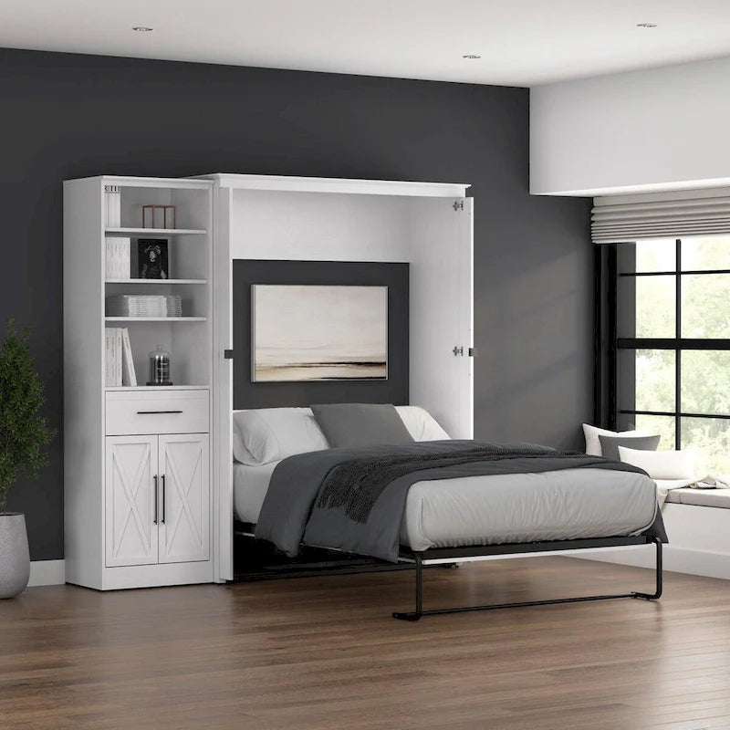 Key West Full Murphy Bed with Closet Wardrobe (88W) by Bestar