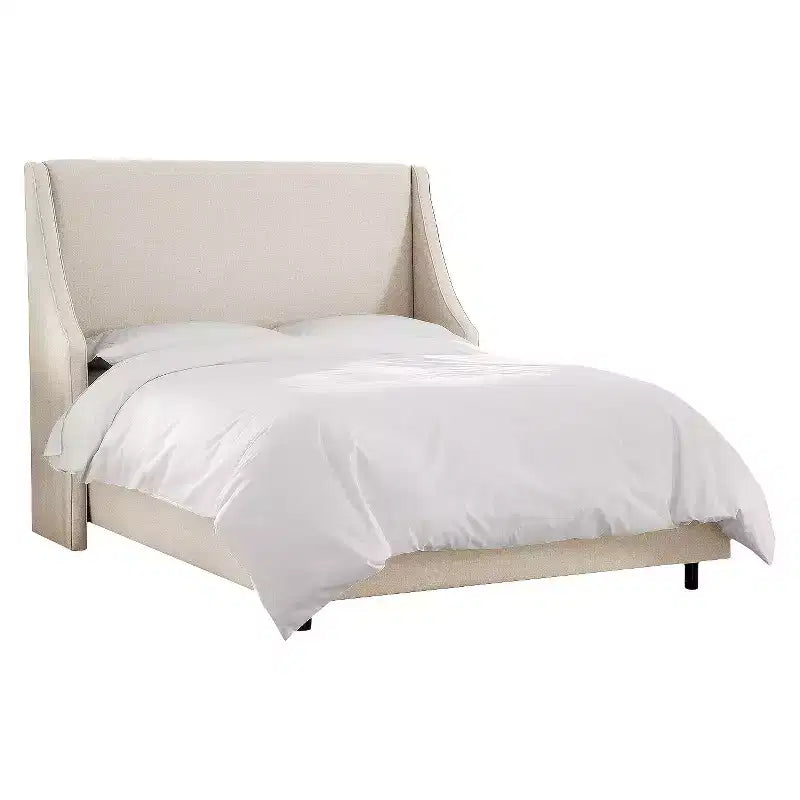 Skyline Furniture Dianna Swoop Arm Wingback Linen Bed