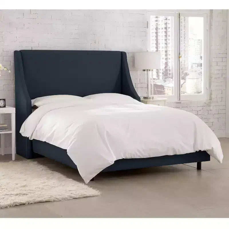 Skyline Furniture Dianna Swoop Arm Wingback Linen Bed