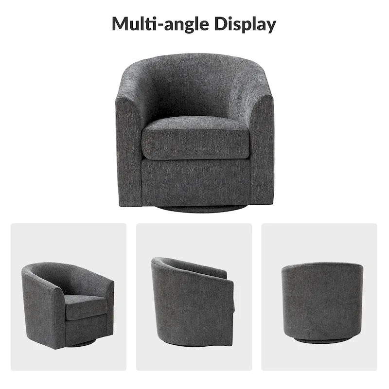 Cuenca Modern Upholstered Barrel Chair with Swivel Base