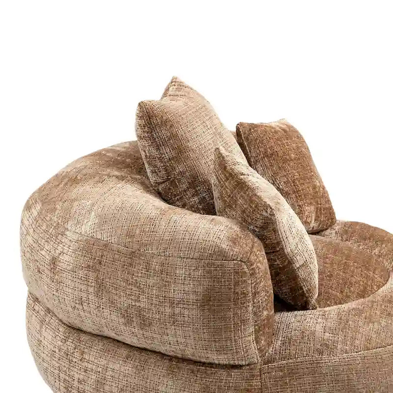 Chenille High Back Lazy Sofa with 3 Pillows and Oversized Bean Bag Chair
