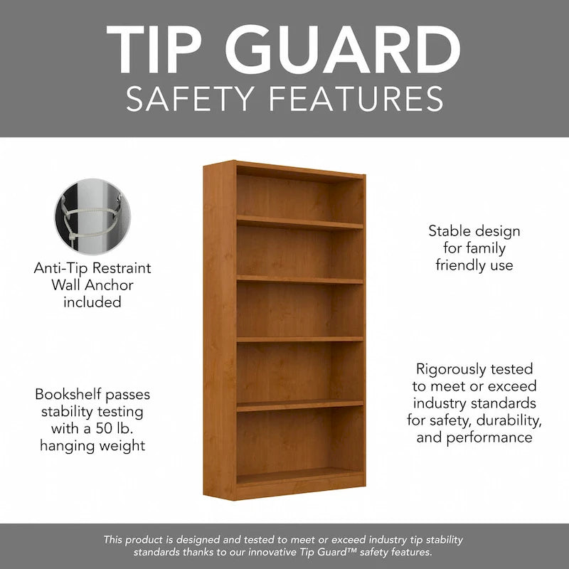 Universal Tall 5 Shelf Bookcase Storage by Bush Furniture
