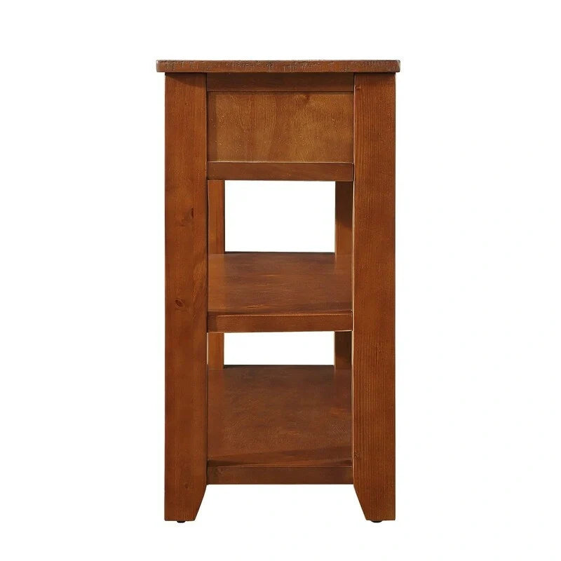 Console en bois avec 3 tiroirs de rangement et 2 étagères