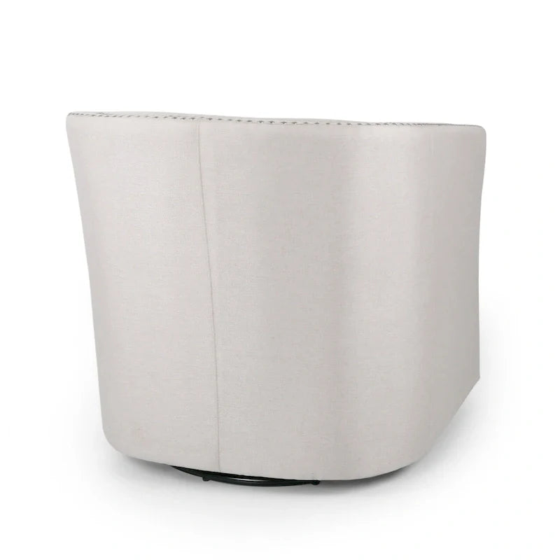 Swivel Accent Chair, Classic Round Barrel Style, Wheat Beige Fabric