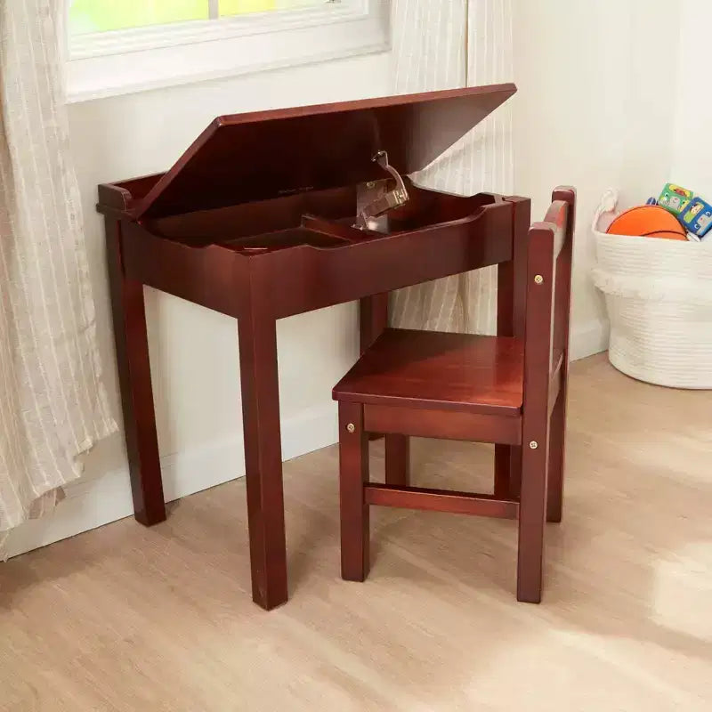 Melissa & Doug – Bureau et chaise pour enfant avec plateau relevable en bois – Expresso : Ensembles de mobilier de bureau, cadre en bois, rangement fermé