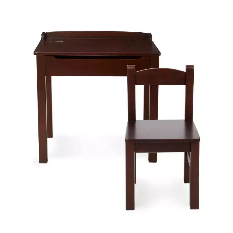 Melissa & Doug – Bureau et chaise pour enfant avec plateau relevable en bois – Expresso : Ensembles de mobilier de bureau, cadre en bois, rangement fermé