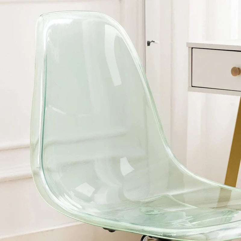 Chaise de bureau à roulettes sans accoudoirs, réglable en hauteur, en acrylique pivotant