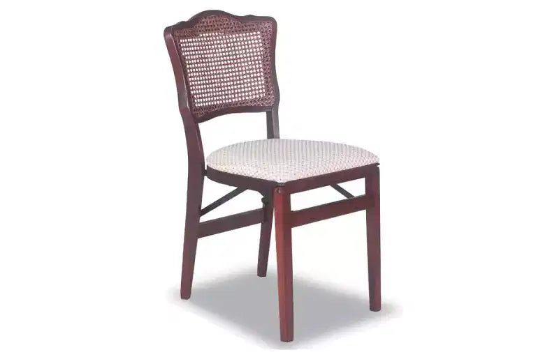 Stakmore Set of 2 French Cane Folding Chair Cherry Solid Hardwood, Padded, Fully Assembled