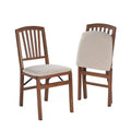 Stakmore Set of 2 Slat Back Folding Chair Fruitwood Solid Hardwood, Padded Seat, Fully Assembled