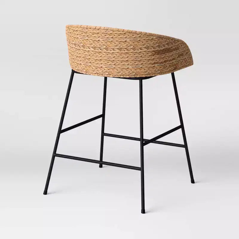 24" Landis Wicker Backed Counter Height Barstool with Cushion and Footrest White/Black- Threshold™