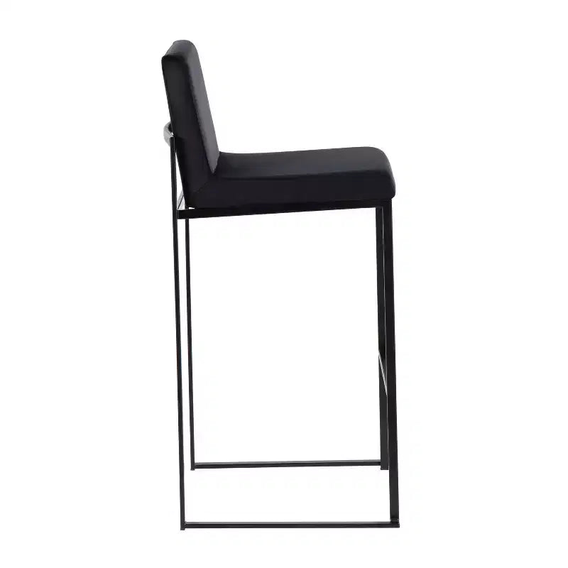 LumiSource Set of 3 Fuji High Back Barstools Black Steel/Black Velvet