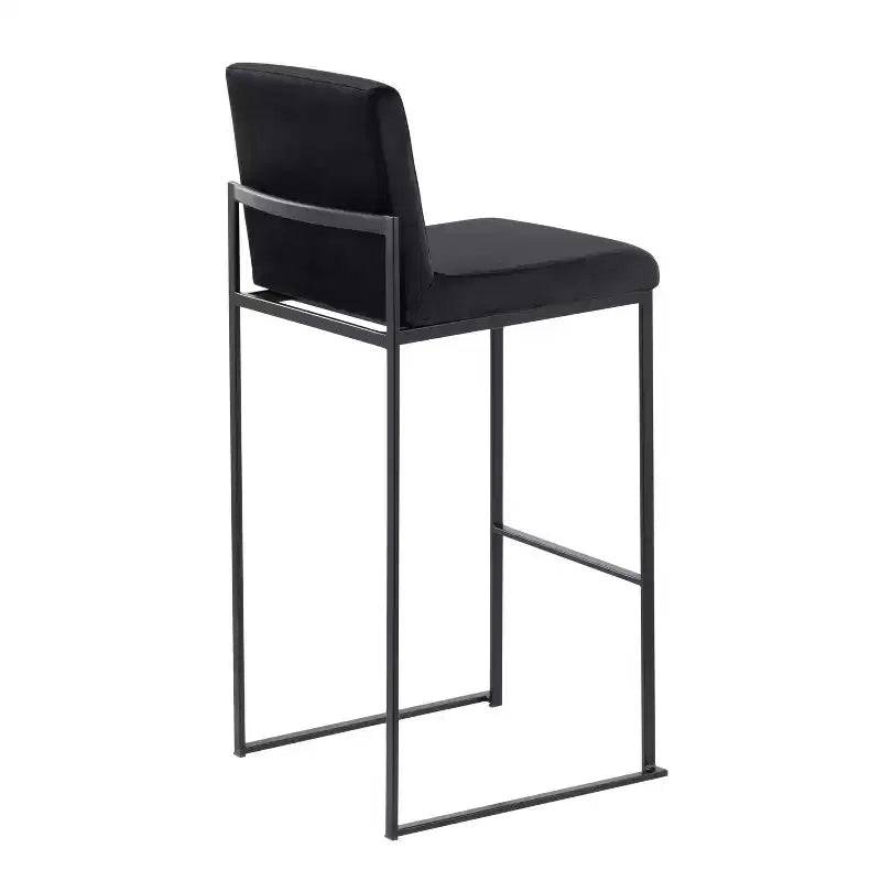 LumiSource Set of 3 Fuji High Back Barstools Black Steel/Black Velvet