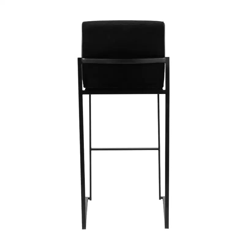 LumiSource Set of 3 Fuji High Back Barstools Black Steel/Black Velvet