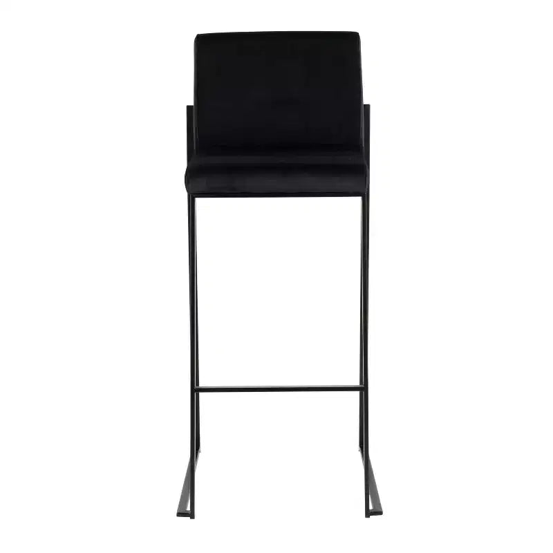 LumiSource Set of 3 Fuji High Back Barstools Black Steel/Black Velvet