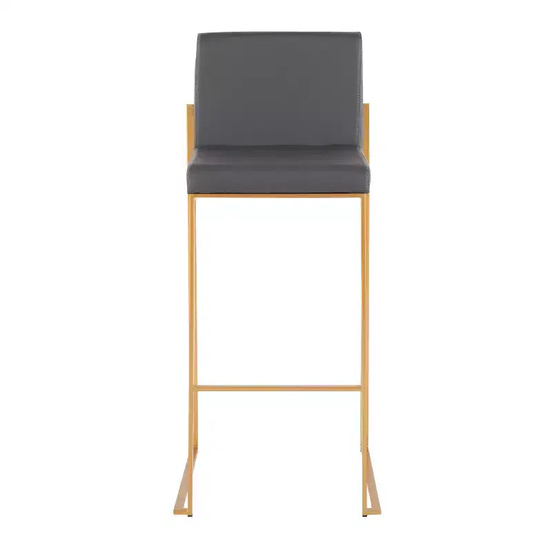 LumiSource Set of 3 Fuji High Back Barstools Gold Steel/Gray PU