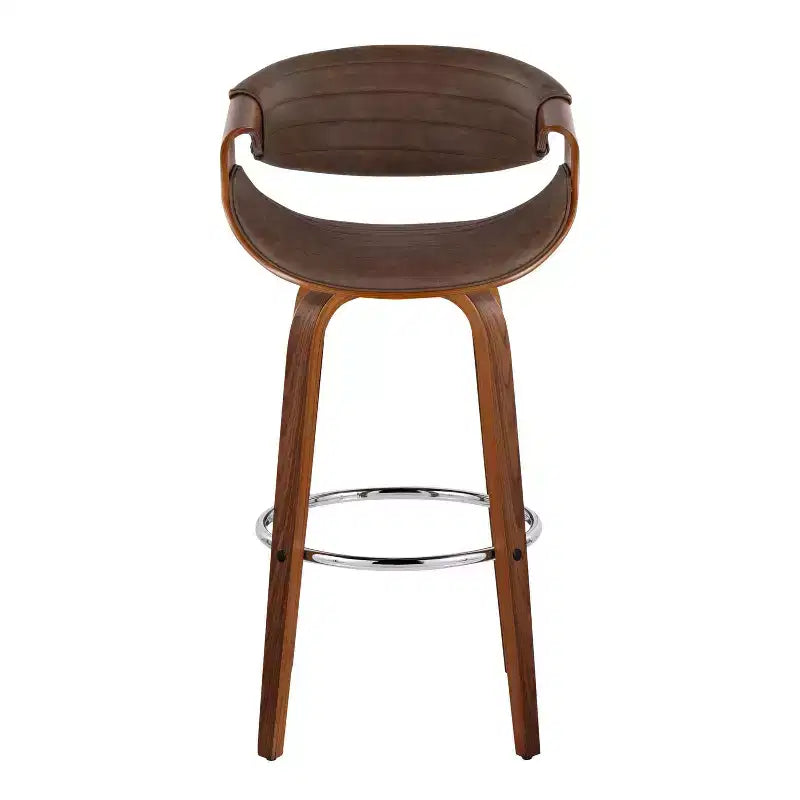LumiSource Set of 2 Symphony Barstools Walnut Wood/Chrome Metal/Espresso PU