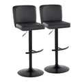 LumiSource Set of 2 Henry Adjustable Barstools Black Metal/Black PU