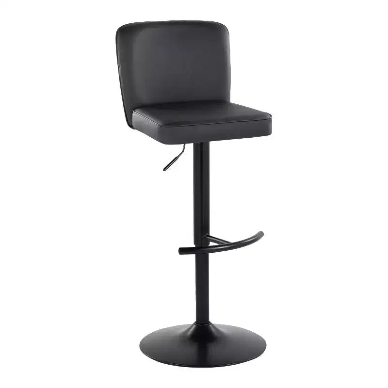 LumiSource Set of 2 Henry Adjustable Barstools Black Metal/Black PU