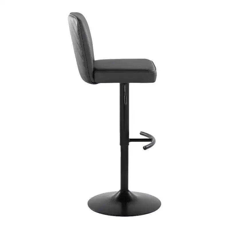 LumiSource Set of 2 Henry Adjustable Barstools Black Metal/Black PU