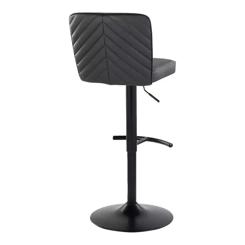 LumiSource Set of 2 Henry Adjustable Barstools Black Metal/Black PU
