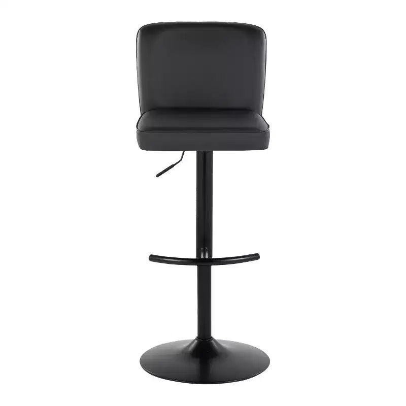 LumiSource Set of 2 Henry Adjustable Barstools Black Metal/Black PU