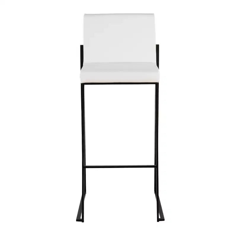 LumiSource Set of 3 Fuji High Back Barstools Black Steel/White PU
