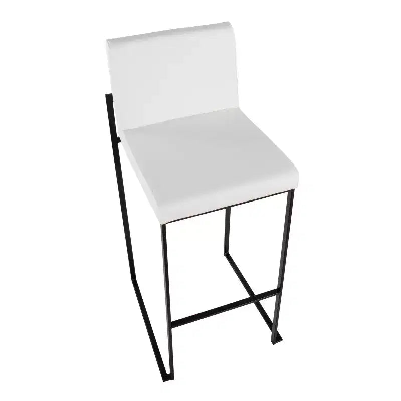 LumiSource Set of 3 Fuji High Back Barstools Black Steel/White PU