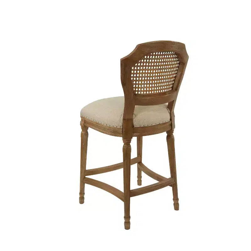 Boraam 26" Burnham Home Designs Wilbrandt Counter Height Barstool Oak: Linen Upholstered, Nailhead Trim, Carved Legs