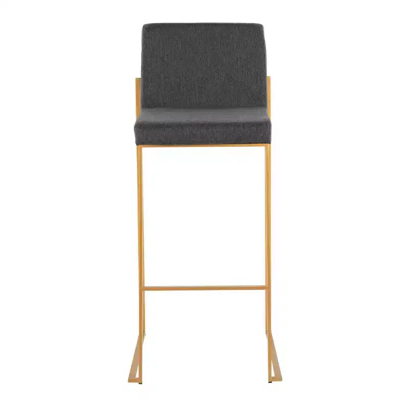 LumiSource - Lot de 3 tabourets de bar à dossier haut Fuji, acier doré/tissu anthracite