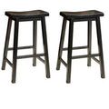 Christopher Knight Home Set of 2 29" Pomeroy Saddle Barstool Black: Rubberwood Frame, Farmhouse Style