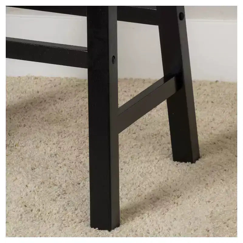 Christopher Knight Home Set of 2 29" Pomeroy Saddle Barstool Black: Rubberwood Frame, Farmhouse Style