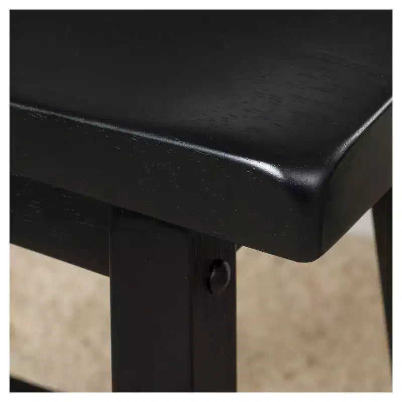 Christopher Knight Home Set of 2 29" Pomeroy Saddle Barstool Black: Rubberwood Frame, Farmhouse Style