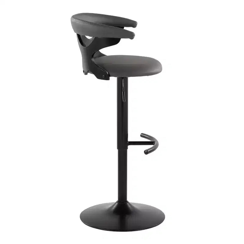 LumiSource Set of 2 Gardenia Adjustable Barstools Black Wood/Black Metal/Gray PU