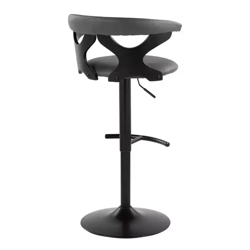 LumiSource Set of 2 Gardenia Adjustable Barstools Black Wood/Black Metal/Gray PU